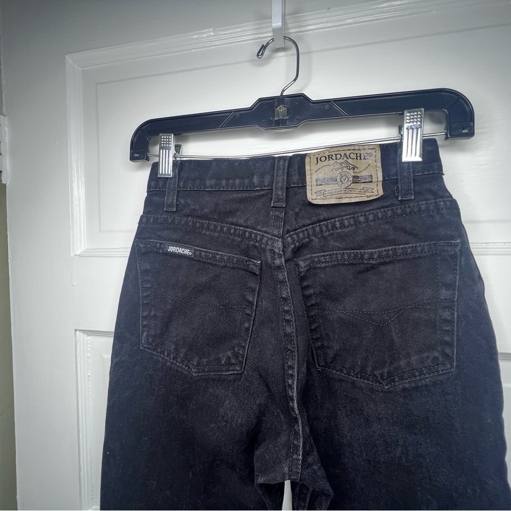 jordache vintage 90s high rise mom dad taper Jeans denim black 3 4 cotton - Picture 4 of 10